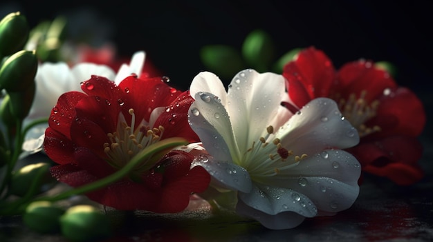 Red flowers on a black background