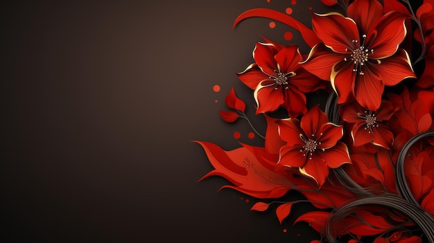 red flowers on a black background