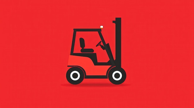 Photo red forklift silhouette on red background