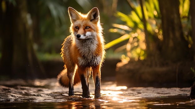 Red fox in deep Jungle