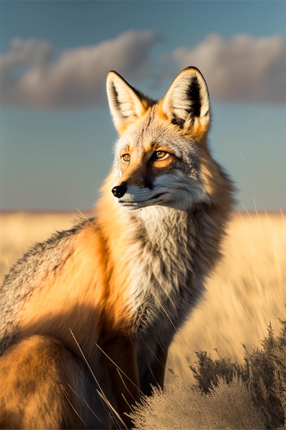 Red fox in national park portrait wildlife shot Generative AI