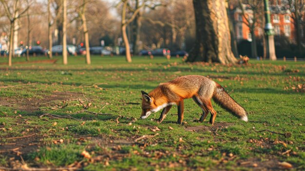 Photo red fox in a park