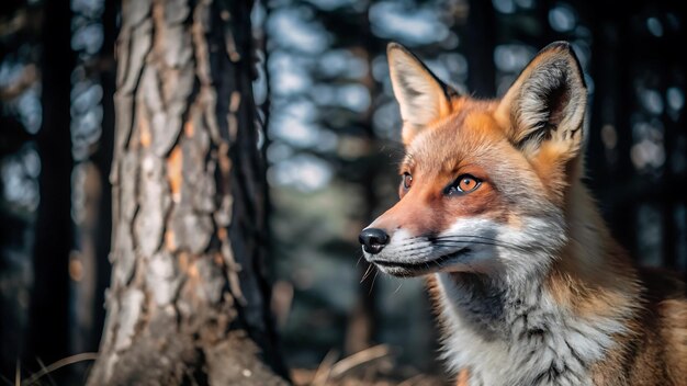 Photo red fox portrait in a forest setting