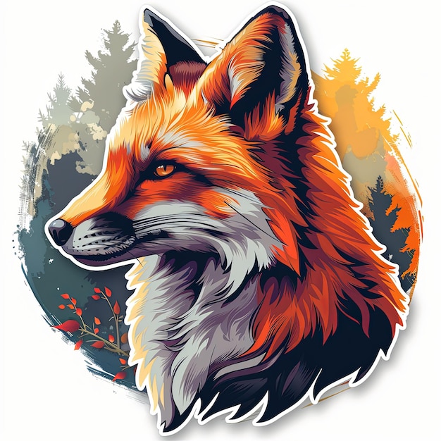 Red Fox Portrait with Abstract Forest Background