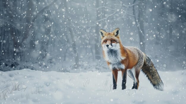 Photo red fox in the snow