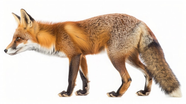 Red fox turning around two years old isolated on white generative ai