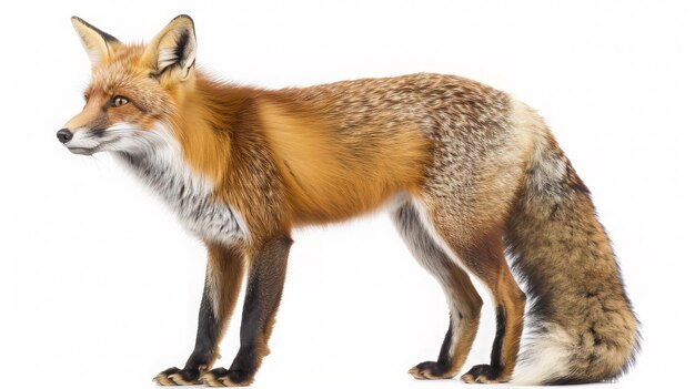 Red fox turning around two years old isolated on white generative ai