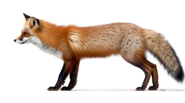 red fox on white background