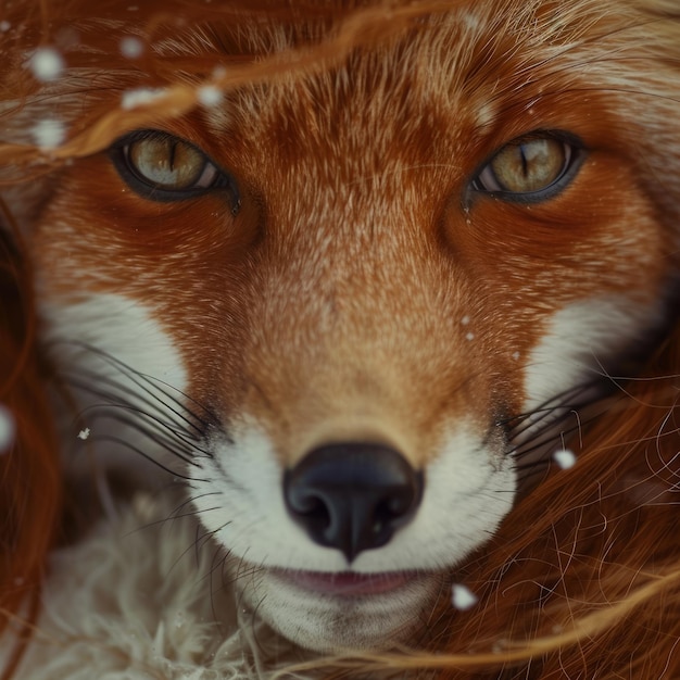 Photo red fox with long red hair close up portrait of a fox