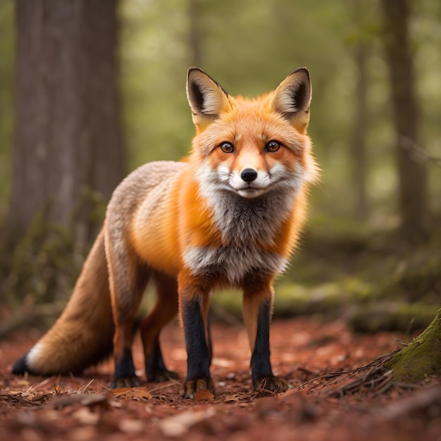 Red fox with a quizzical expression investigating its surroundings