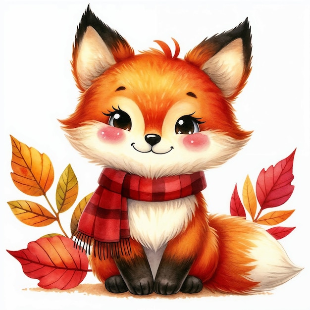 a red fox with a scarf that says  fox