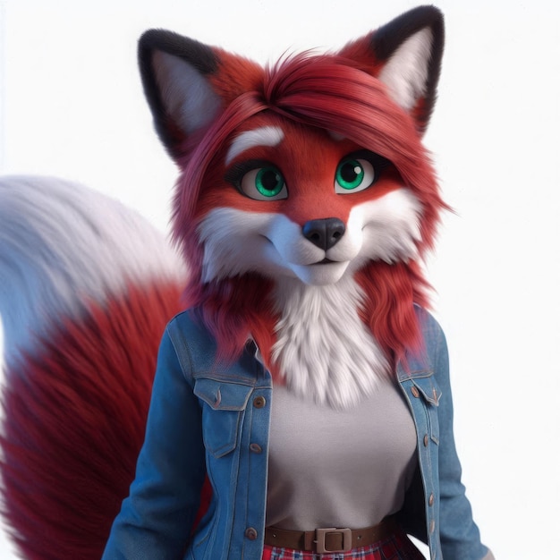 Red Fox with Stylish Hair