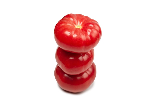 Red fresh tomato isolated on white background