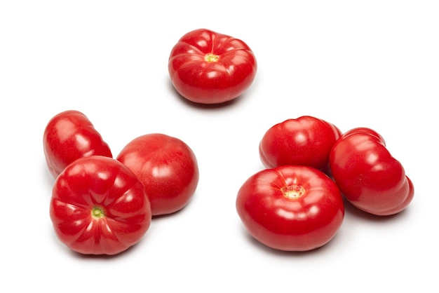 Red fresh tomato isolated on white background