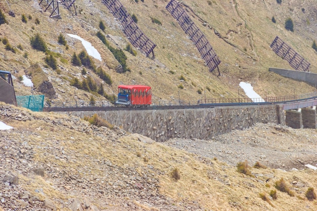 Red funicular to Niesen mountain in Switzerland