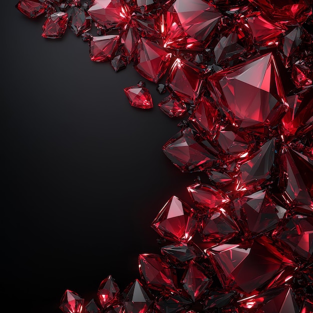 Photo red gemstones border on black background