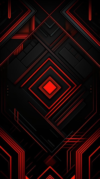 Red geometric background black wallpaper for phone