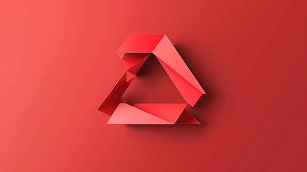 Red geometric shape resembling a triangle with a subtle shadow