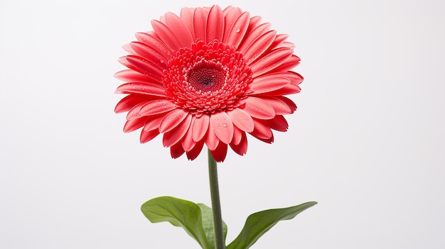 Red Gerbera on White