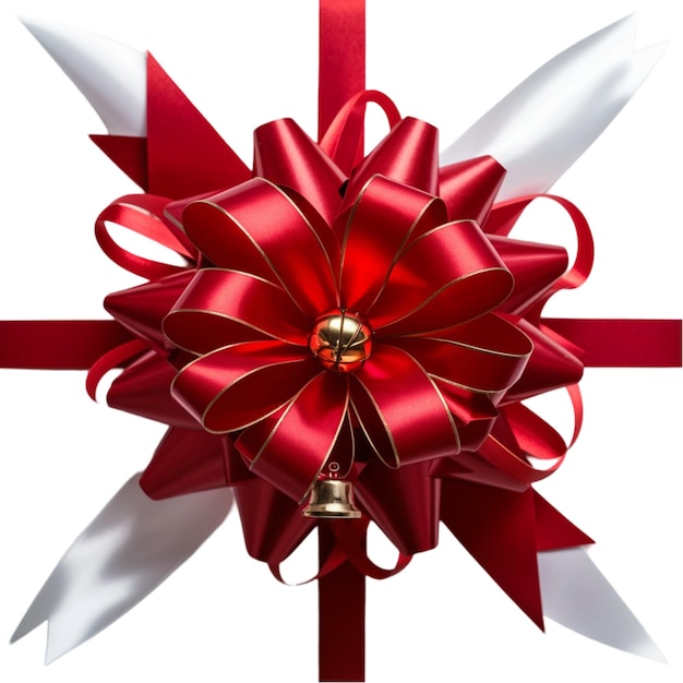 Photo red gift bow on transparent background