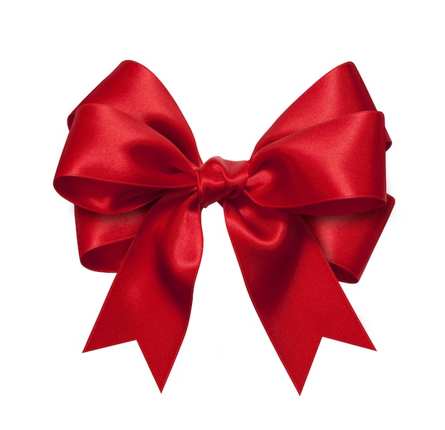 Red gift bow on white