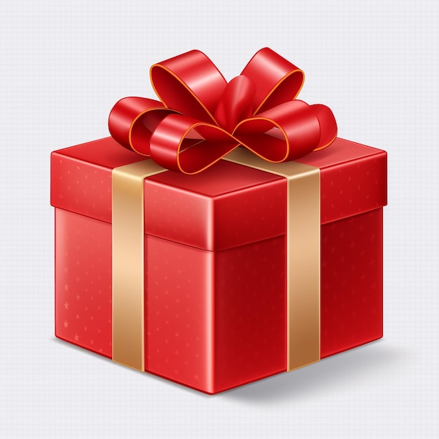 Red gift box isolated on transparent with generate Ai