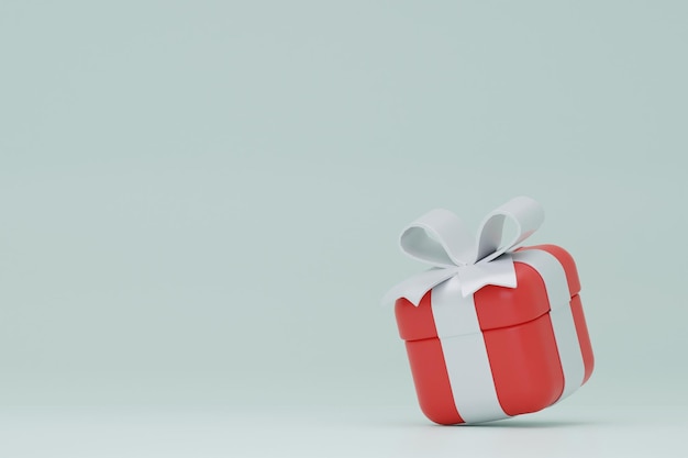 Red gift box on White background 3d rendering