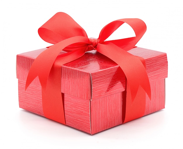 Red gift box on white isolated