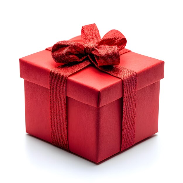 Red Gift Box with Glittery Bow and Ribbon