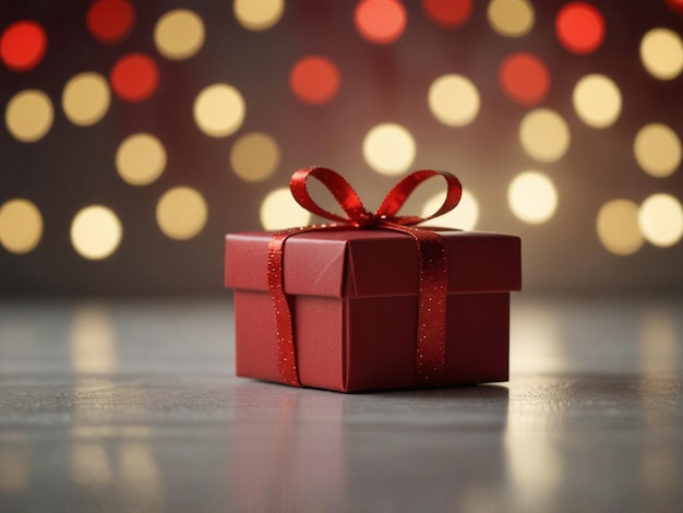 a red gift box with a red bow on it