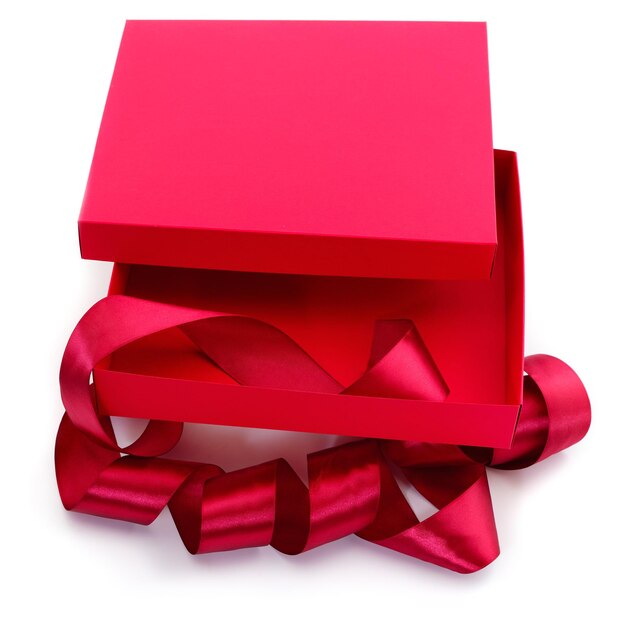 Red gift box with red ribbon