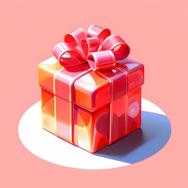 A red gift with a red bow on it