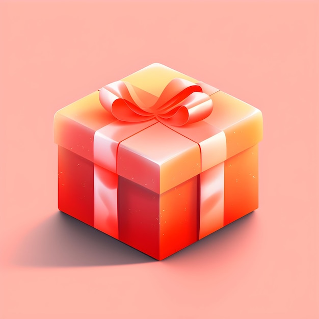 A red gift with a ribbon and a bow on it