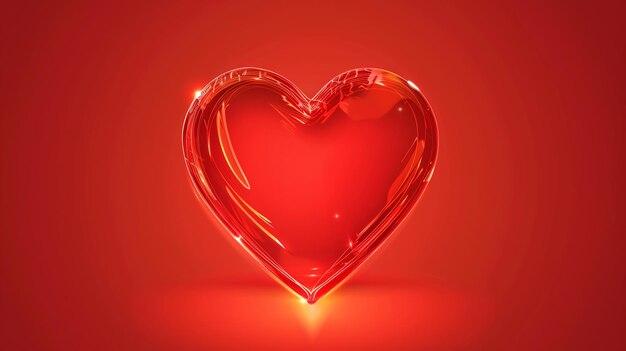 Red glass heart on red background Valentines Day love romantic