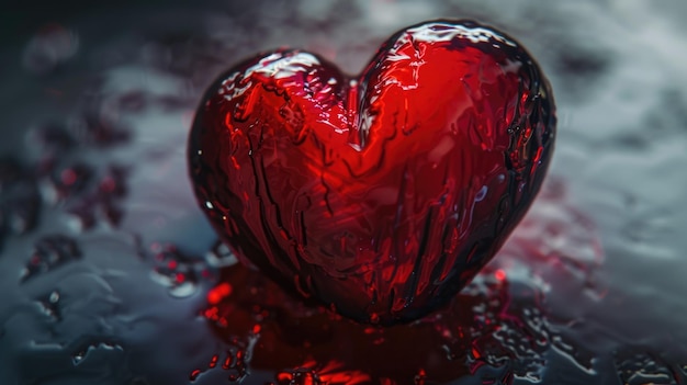 Red Glass Heart on Table