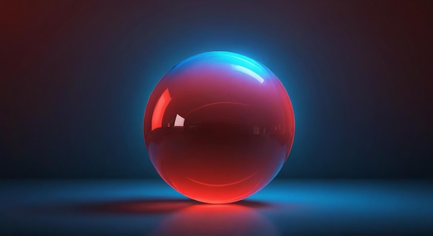 Photo a red glass sphere with a blue and red light on it