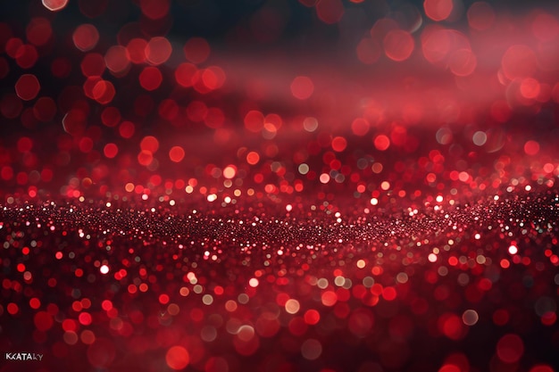 Red glitter background with defocused lights for valentines day or christmas abstract red glitter