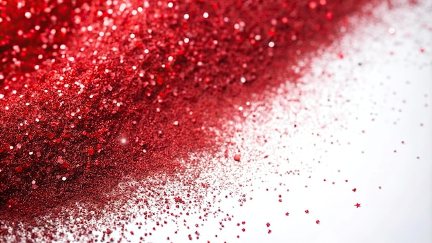 Red glitter powder splash on white background