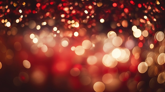 Red glitter vintage lights background defocused