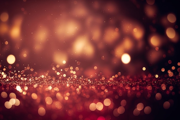 Red glitter vintage lights background. defocused