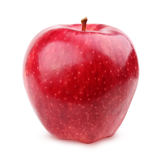 Red glossy apple isolated on a white background with clipping path. one fruit.