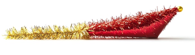 Red and Gold Shiny Tinsel Party Hat Festive Decoration for Birthday and Celebrations