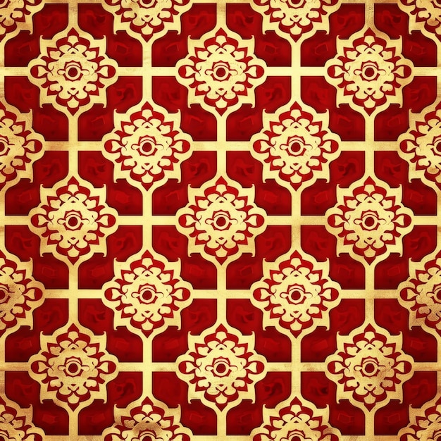 Red and Gold Wallpaper With Diamond Pattern