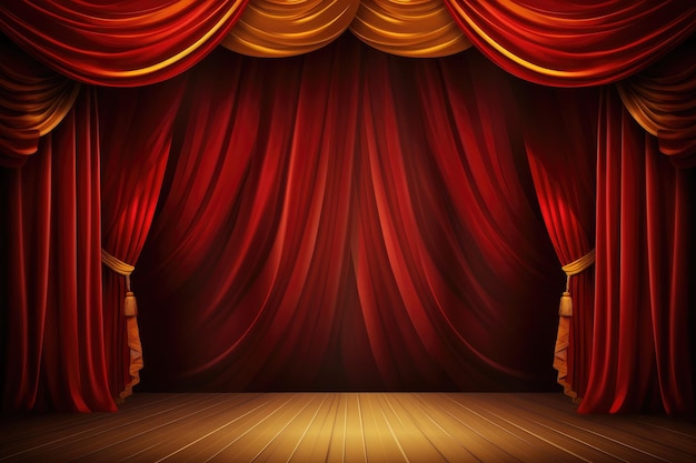 Photo red golden curtain stage award background