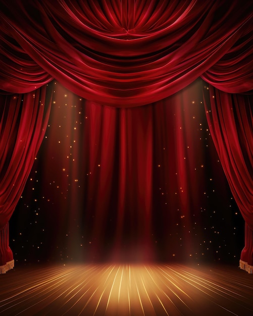 Red Golden Curtain Stage Award Background