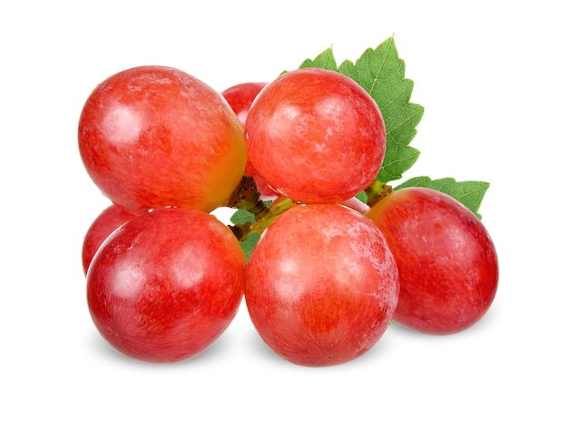 Red grape isolated on white clipping path