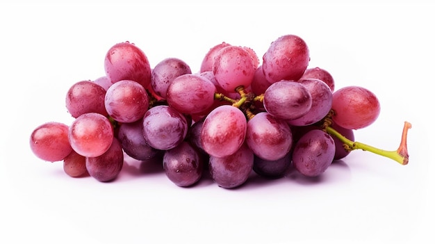 Red Grape with leaves isolated on white background Red grape with leaves on white background