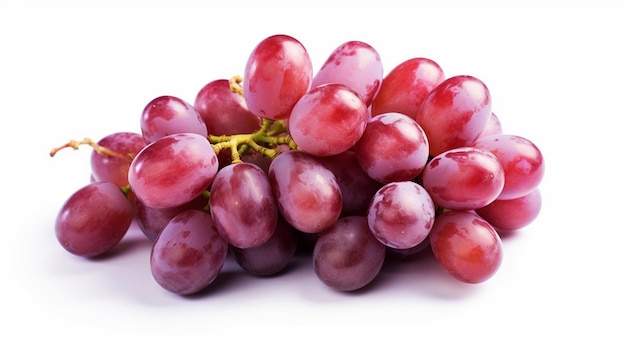 Red Grape with leaves isolated on white background Red grape with leaves on white background