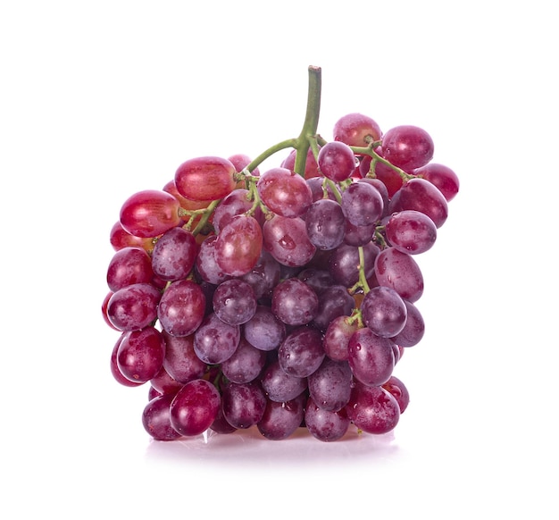 Red grapes isolated on white background