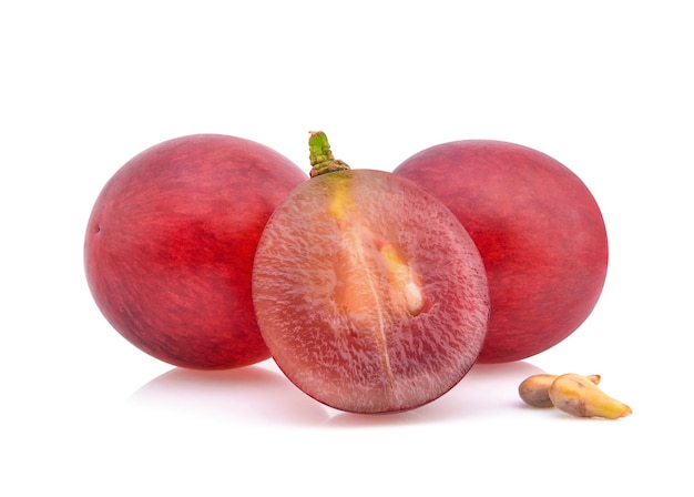 Red grapes isolated on white background